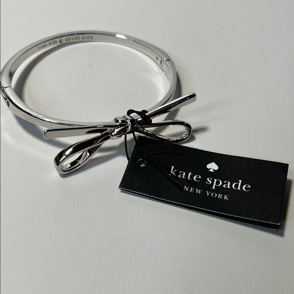 Kate Spade Shiny Silver Bow Bracelet NWT